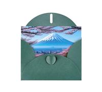 Dark Green Pearlescent Paper Holiday Cards 4"x6" YYHHAOFA Mt. Fuji in early spring Pattern Greeting Cards for Christmas, Birthday, Wedding Anniversary & Party Invitations