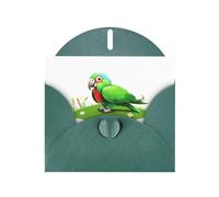 Dark Green Pearlescent Paper Holiday Cards 4"x6" YYHHAOFA Parrot on the grass Pattern Greeting Cards for Christmas, Birthday, Wedding Anniversary & Party Invitations
