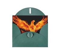 Dark Green Pearlescent Paper Holiday Cards 4"x6" YYHHAOFA Phoenix In Fire Pattern Greeting Cards for Christmas, Birthday, Wedding Anniversary & Party Invitations