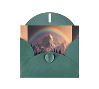 Dark Green Pearlescent Paper Holiday Cards 4"x6" YYHHAOFA Rainbow behind the mountains Pattern Greeting Cards for Christmas, Birthday, Wedding Anniversary & Party Invitations