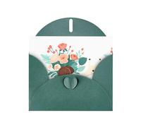 Dark Green Pearlescent Paper Holiday Cards 4"x6" YYHHAOFA Romantic bouquet snail Pattern Greeting Cards for Christmas, Birthday, Wedding Anniversary & Party Invitations