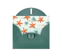 Dark Green Pearlescent Paper Holiday Cards 4"x6" YYHHAOFA starfish with palm trees Pattern Greeting Cards for Christmas, Birthday, Wedding Anniversary & Party Invitations