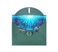 Dark Green Pearlescent Paper Holiday Cards 4"x6" YYHHAOFA Submarine Coral Rays Pattern Greeting Cards for Christmas, Birthday, Wedding Anniversary & Party Invitations