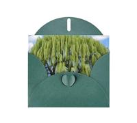 Dark Green Pearlescent Paper Holiday Cards 4"x6" YYHHAOFA Willow Tree Pattern Greeting Cards for Christmas, Birthday, Wedding Anniversary & Party Invitations