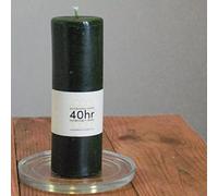 Dark Green Pure Beeswax Pillar Candle - 40hr Burning time - Handmade in Wales