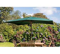 Dark Green Rectangular 3m x 2m Wooden Garden Parasol