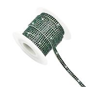 Dark Green Rhinestone Diamond Ribbons 4MM*5Yard Self Adhesive Glass Rhinestone Strips,Gemstone Embellishments for DIY Glitter Decorate
