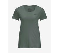 Dark green short-sleeved Jack Wolfskin Tech t-shirt for women. - XXL
