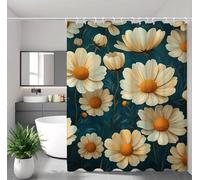 Dark Green Shower Curtain, Waterproof Shower Curtain for Bathroom with 12 Hooks, Weighted Hem, Polyester Fabric Washable Quick Dry for Bathtub Outdoor Garden Decor Cream 160 x 200 cm 63 x 79 In 2Y#305
