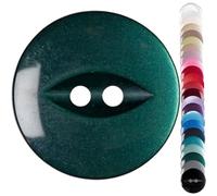 Dark Green Small Cardigan Buttons, 14 mm Fish Eye - Pack of 10 Matching Plastic Buttons for Toddler Cardigans, Baby Dresses, Light Knits, Knitting & Crafts - Giddy Square