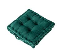 (Dark Green) Square Solid Color Velvet Seat Cushion with Handle Tufted Thicken Chair Pad Tatami Floor Pillow Cushion, Yoga Meditation Pillow for Sitting on Floor