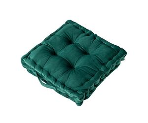 (Dark Green) Square Solid Color Velvet Seat Cushion with Handle Tufted Thicken Chair Pad Tatami Floor Pillow Cushion, Yoga Meditation Pillow for Sitting on Floor