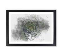 Dark Green Succulent Plant in Abstract Framed Print | A2 Black Framed Wall Art | Ready to Hang | Abstract Floral Picture | Living Room Bedroom Lounge Office