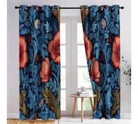 Dark Green Super Soft Curtain for Bedroom W 46.1" x L 72.0", Thermal Eyelet Curtains for Sun Blocking with Delicate Leaves Flowers Vintage Pattern for the Living Room - 2 Panels