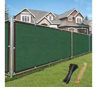 Dark Green Temporary Fence Cover 11x38 ft - Outdoor Mesh Netting with Grommets & Zip Ties for Garden, Patio, Backyard Privacy, Protection for Chain Link Fences
