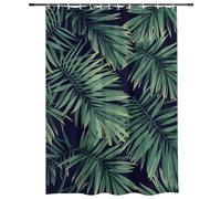 Dark Green Tropical Leaf Shower Curtain Anti Mould Machine Washable Waterproof Long Shower Curtain with Hooks Polyester Fabric Wet Room Curtains Bath Bathroom Curtains 180×180cm Home Decor