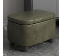 Dark Green Upholstered Storage BenchStylish Leather & Wood Entryway SeatingVersatile Storage Solution for Bedroom Living Room & HallwayAmple Space & Modern Design