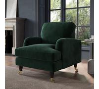 Dark Green Velvet Armchair and Footstool - Payton