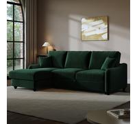 Dark Green Velvet Left Hand Corner Sofa Bed with Storage - Quinn