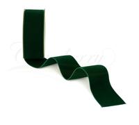 Dark Green Velvet Ribbon - 38mm Wide x 1 Metre Cut Length - Luxurious Single-Sided Soft Velvet Trim for Gift Wrapping, Wedding, Bows, Crafts, Christmas, Floral Arrangements & Decor