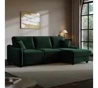 Dark Green Velvet Right Hand Corner Sofa Bed with Storage - Quinn
