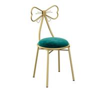 Dark Green Velvet Vanity Chair for Girls - Stylish Dressing Table Stool with Bowknot High Backrest - Comfortable Makeup Chair for Bedroom & Clothing Store