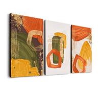 Dark Green White 3 Pieces Mid Century Canvas Framed Wall Art Set Boho Minimalist Wall Decor Abstract Paintings Neutral Poster Set Modern Framed Posters for Living Room Bedroom and Bathroom , Ready to