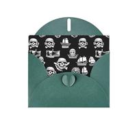 Dark Green WHJSHOP Black And White Pirates Prints Greeting Card - High-End Pearlescent Paper Double Sided Pearl Effect Love Buckle Pearl Paper Envelope