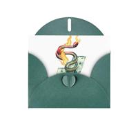 Dark Green WHJSHOP Burning snake and money Prints Greeting Card - High-End Pearlescent Paper Double Sided Pearl Effect Love Buckle Pearl Paper Envelope