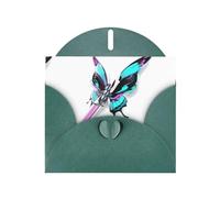 Dark Green WHJSHOP Butterfly pierced by a sword Prints Greeting Card - High-End Pearlescent Paper Double Sided Pearl Effect Love Buckle Pearl Paper Envelope