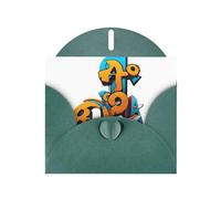 Dark Green WHJSHOP Cars and graffiti collide Prints Greeting Card - High-End Pearlescent Paper Double Sided Pearl Effect Love Buckle Pearl Paper Envelope