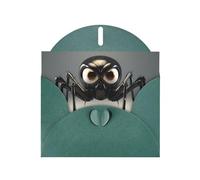 Dark Green WHJSHOP cartoon black spider Prints Greeting Card - High-End Pearlescent Paper Double Sided Pearl Effect Love Buckle Pearl Paper Envelope