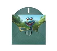 Dark Green WHJSHOP Cartoon Cobra Snake Prints Greeting Card - High-End Pearlescent Paper Double Sided Pearl Effect Love Buckle Pearl Paper Envelope