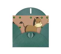 Dark Green WHJSHOP cartoon donkey Prints Greeting Card - High-End Pearlescent Paper Double Sided Pearl Effect Love Buckle Pearl Paper Envelope
