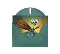 Dark Green WHJSHOP cartoon dragonfly Prints Greeting Card - High-End Pearlescent Paper Double Sided Pearl Effect Love Buckle Pearl Paper Envelope