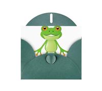 Dark Green WHJSHOP Cartoon frog toy Prints Greeting Card - High-End Pearlescent Paper Double Sided Pearl Effect Love Buckle Pearl Paper Envelope