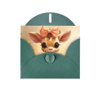 Dark Green WHJSHOP Cute bow giraffe Prints Greeting Card - High-End Pearlescent Paper Double Sided Pearl Effect Love Buckle Pearl Paper Envelope