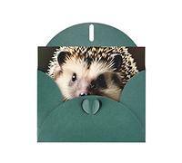 Dark Green WHJSHOP Cute hedgehog Prints Greeting Card - High-End Pearlescent Paper Double Sided Pearl Effect Love Buckle Pearl Paper Envelope