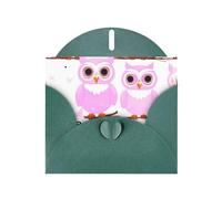 Dark Green WHJSHOP Cute owl Prints Greeting Card - High-End Pearlescent Paper Double Sided Pearl Effect Love Buckle Pearl Paper Envelope