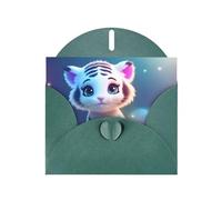 Dark Green WHJSHOP Cute tiger Prints Greeting Card - High-End Pearlescent Paper Double Sided Pearl Effect Love Buckle Pearl Paper Envelope