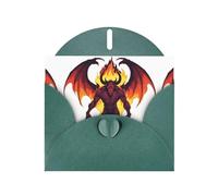 Dark Green WHJSHOP Demon in hell flames Prints Greeting Card - High-End Pearlescent Paper Double Sided Pearl Effect Love Buckle Pearl Paper Envelope