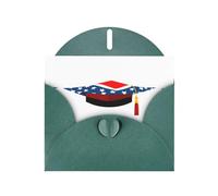 Dark Green WHJSHOP Doctoral hat and national flag Prints Greeting Card - High-End Pearlescent Paper Double Sided Pearl Effect Love Buckle Pearl Paper Envelope