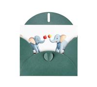 Dark Green WHJSHOP Elephants fighting for the apple Prints Greeting Card - High-End Pearlescent Paper Double Sided Pearl Effect Love Buckle Pearl Paper Envelope