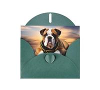 Dark Green WHJSHOP English-Bulldog Prints Greeting Card - High-End Pearlescent Paper Double Sided Pearl Effect Love Buckle Pearl Paper Envelope