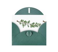 Dark Green WHJSHOP Falling snow on pine branches Prints Greeting Card - High-End Pearlescent Paper Double Sided Pearl Effect Love Buckle Pearl Paper Envelope