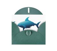 Dark Green WHJSHOP Fantasy life in the ocean Prints Greeting Card - High-End Pearlescent Paper Double Sided Pearl Effect Love Buckle Pearl Paper Envelope