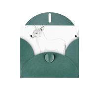 Dark Green WHJSHOP Fierce wolf simple strokes Prints Greeting Card - High-End Pearlescent Paper Double Sided Pearl Effect Love Buckle Pearl Paper Envelope