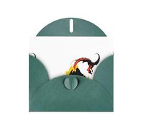 Dark Green WHJSHOP Fire dragon under the volcano Prints Greeting Card - High-End Pearlescent Paper Double Sided Pearl Effect Love Buckle Pearl Paper Envelope