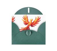 Dark Green WHJSHOP Fire phoenix flying in the starry sky Prints Greeting Card - High-End Pearlescent Paper Double Sided Pearl Effect Love Buckle Pearl Paper Envelope