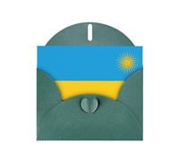 Dark Green WHJSHOP Flag of Rwanda Prints Greeting Card - High-End Pearlescent Paper Double Sided Pearl Effect Love Buckle Pearl Paper Envelope